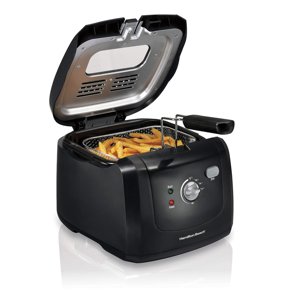 Hamilton Beach cool-touch sides for safe handling during frying