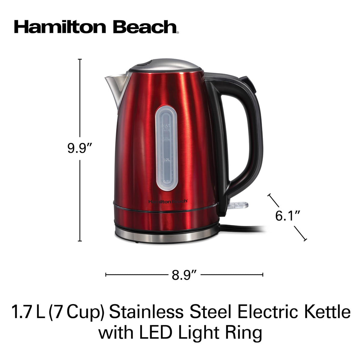 Hamilton Beach BPA-free interior supports durable, safe hot-water use.