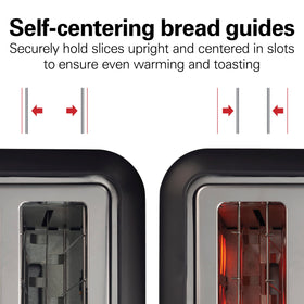 Removable crumb tray on Hamilton Beach Gourmet toaster for easy cleanup.