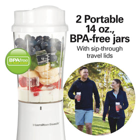 Hamilton Beach cup-holder friendly size for easy commuting smoothies.
