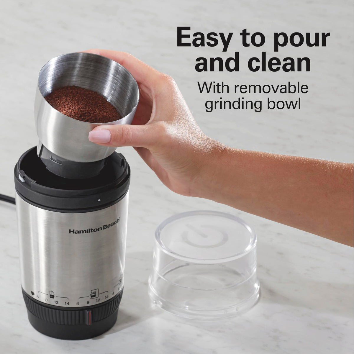 Hamilton Beach Custom Grind includes auto shutoff for unattended grinding sessions.