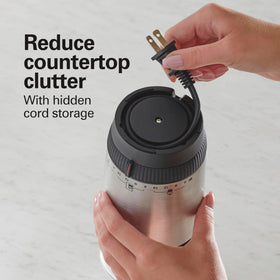 Hamilton Beach Custom Grind with stainless steel blades for grinding herbs and spices.