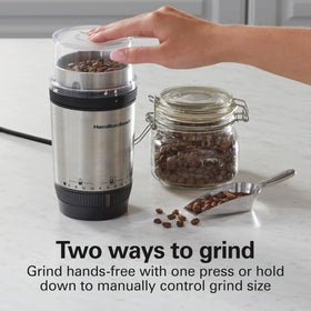 Hamilton Beach Custom Grind offers one-press operation for hands-free grinding.