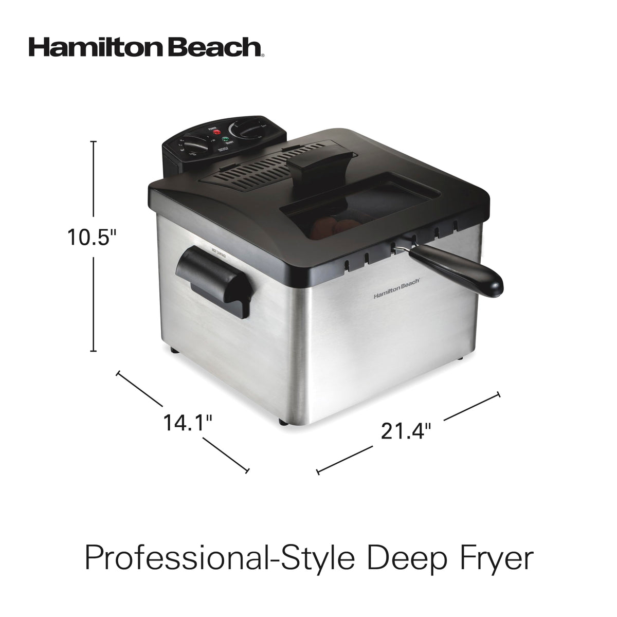 Hamilton Beach deep fryer breakaway cord design for safer storage.