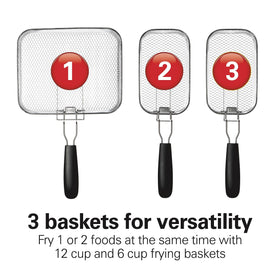 Hamilton Beach deep fryer immersed heating element for fast, even frying.