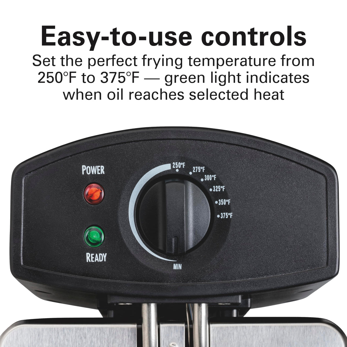 Hamilton Beach lid and basket hook prevent splatter and draining grease safely