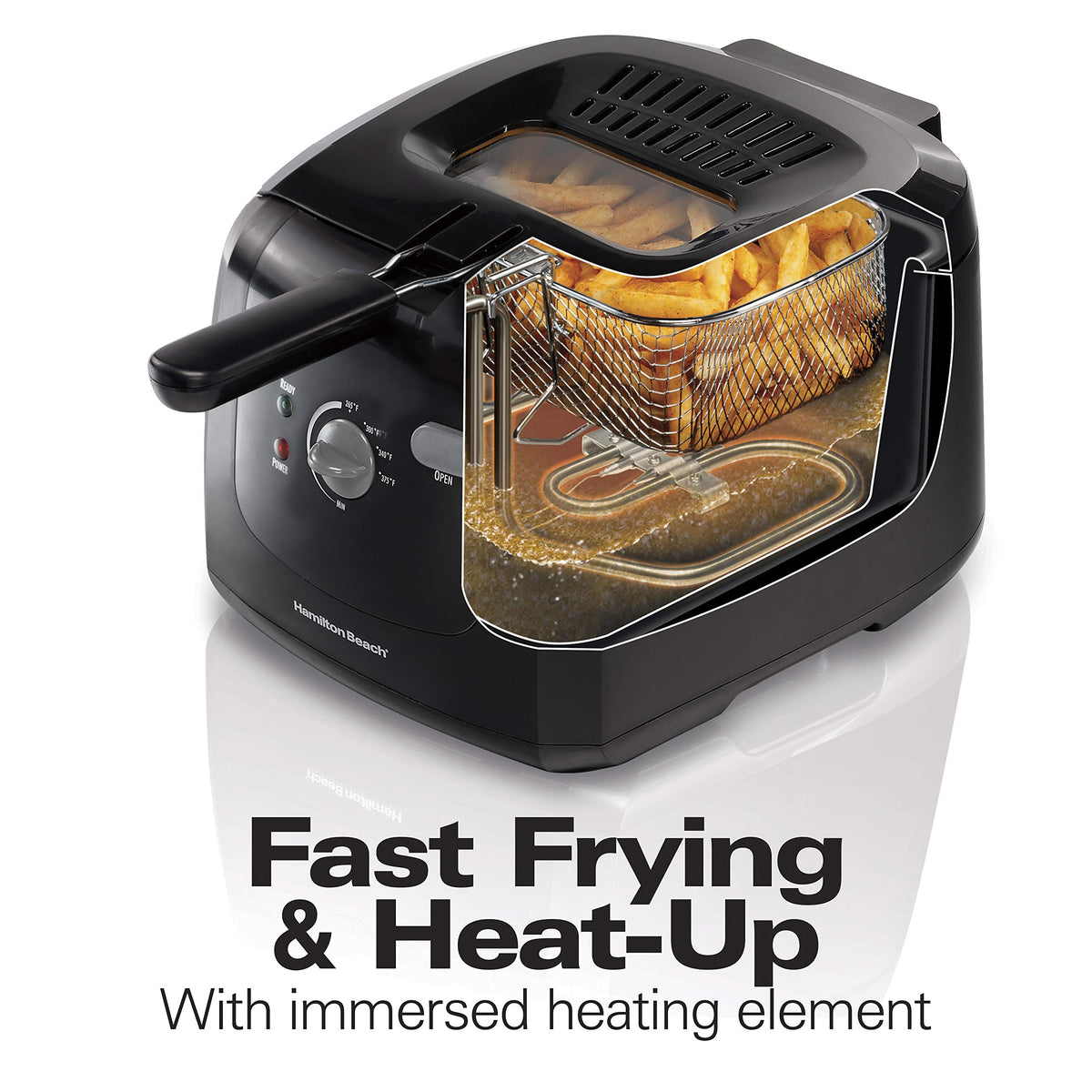 Hamilton Beach fryer with viewing window for monitoring without mess
