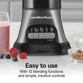 Hamilton Beach dishwasher-safe jars, lids, and blades for easy cleanup.