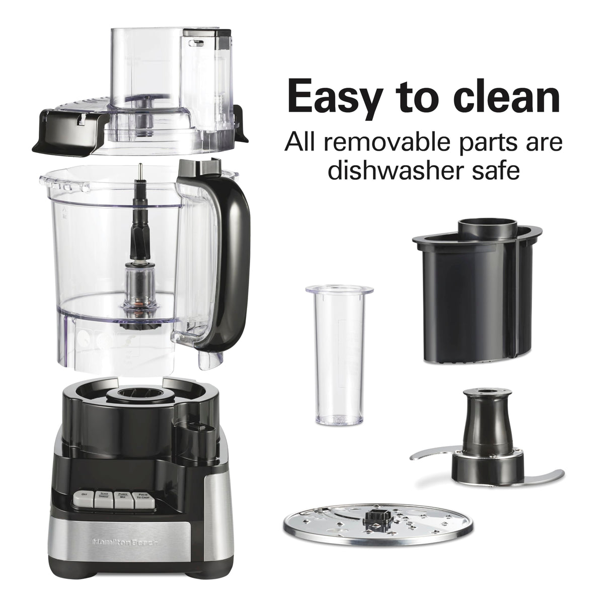 Hamilton Beach dishwasher-safe parts simplify cleanup and maintenance.