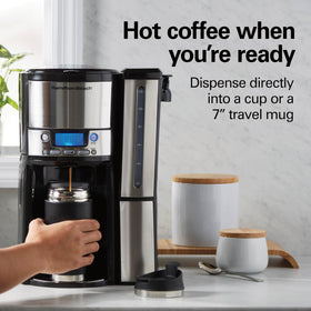 Dispensing bar on Hamilton Beach unit enables direct cup pours.