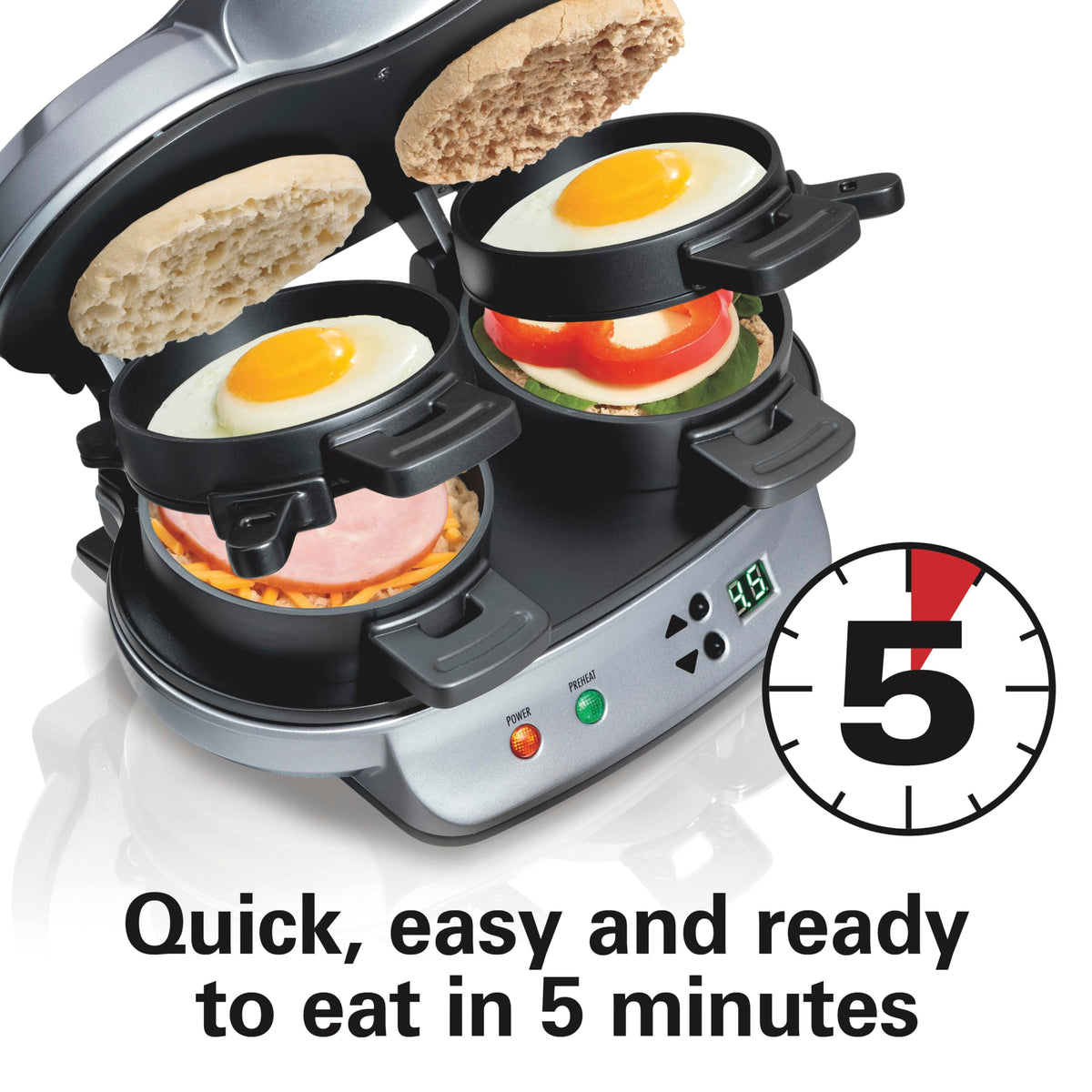 Hamilton Beach egg cooking plate highlights precise egg preparation for fresh mornings.