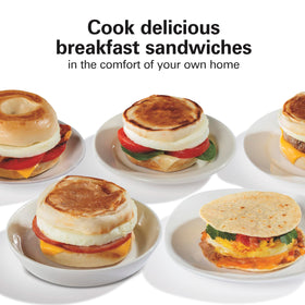 Hamilton Beach dual maker ready in 5 minutes for quick breakfasts.