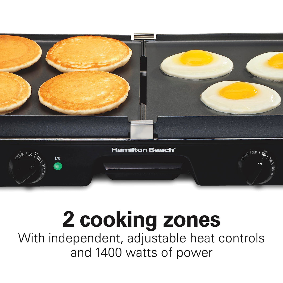 Two independent temperature controls on the Hamilton Beach grill