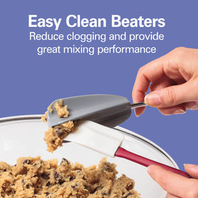 Hamilton Beach Easy Clean beaters reduce clogs for smoother mixing.