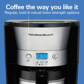 Hamilton Beach programmable wake-up brew delivers hot coffee when you start.