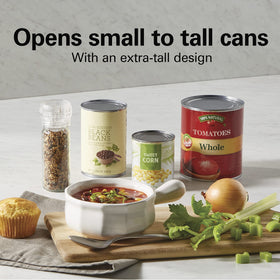 Hamilton Beach electric can opener automatic shutoff showcases hands-free operation during meal prep.