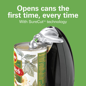 Hamilton Beach electric can opener removable cutting unit demonstrates easy cleaning and dishwasher-safe maintenance.