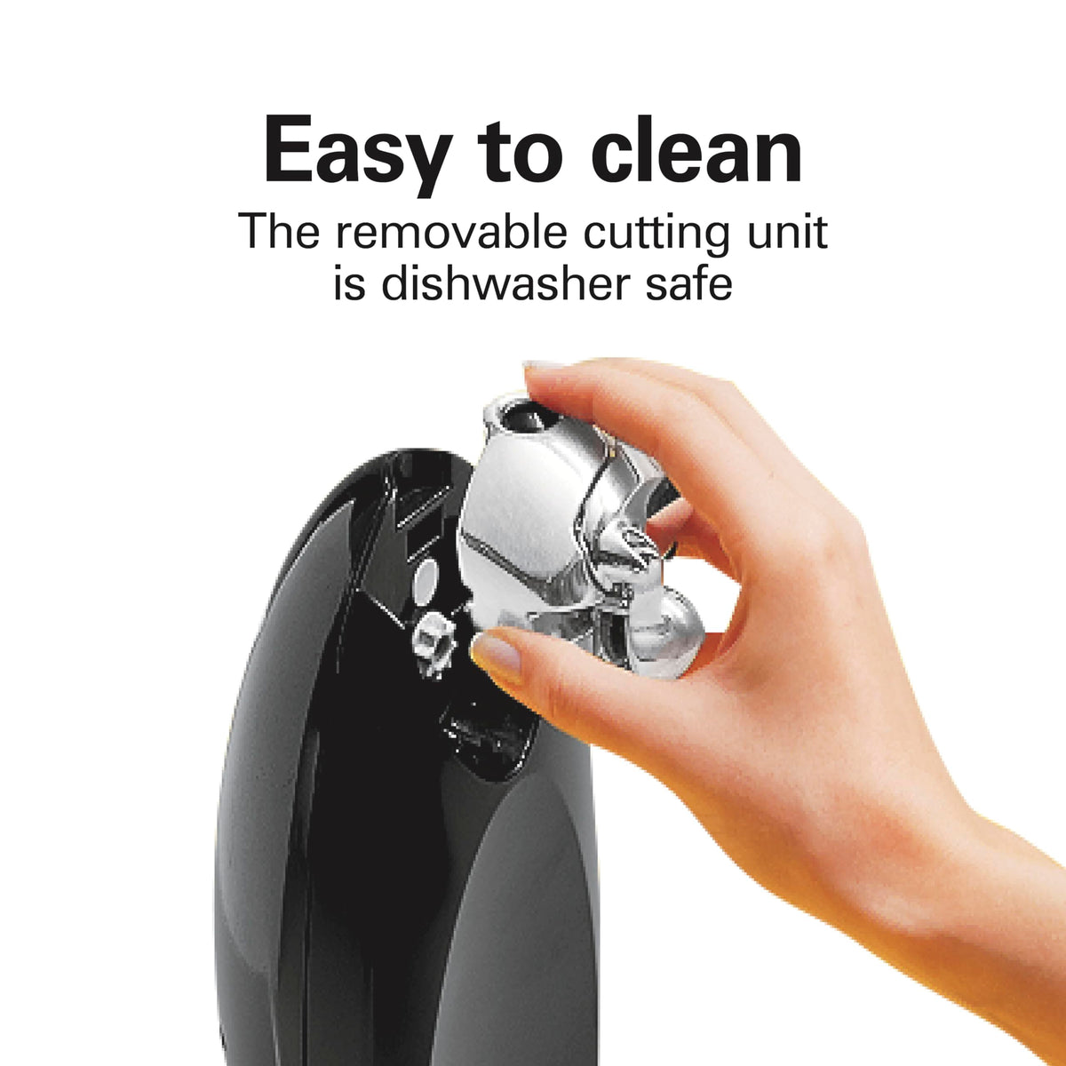 Hamilton Beach electric can opener SureCut technology emphasizes first-time opening with minimal effort.