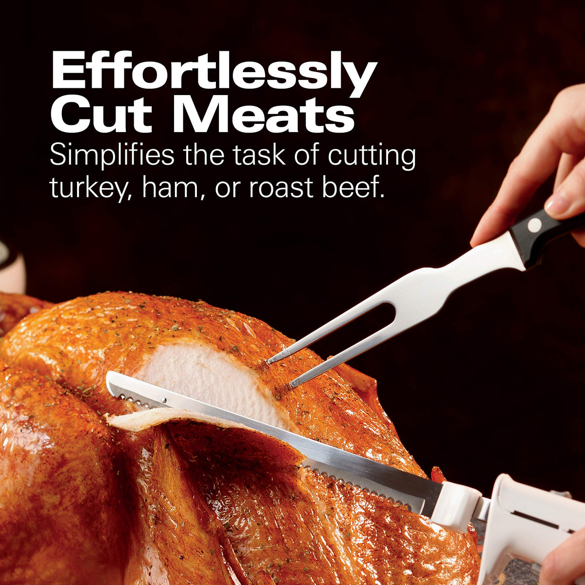 Hamilton Beach blades 7-1/2-inch for precise meat carving.