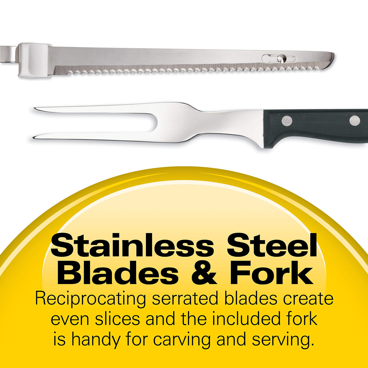 Hamilton Beach ergonomic handle for comfortable, controlled slicing.