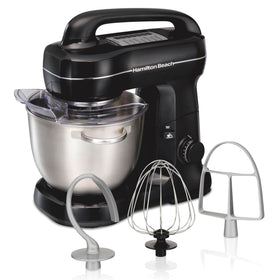 Hamilton Beach stand mixer with 4 quart bowl for versatile baking.