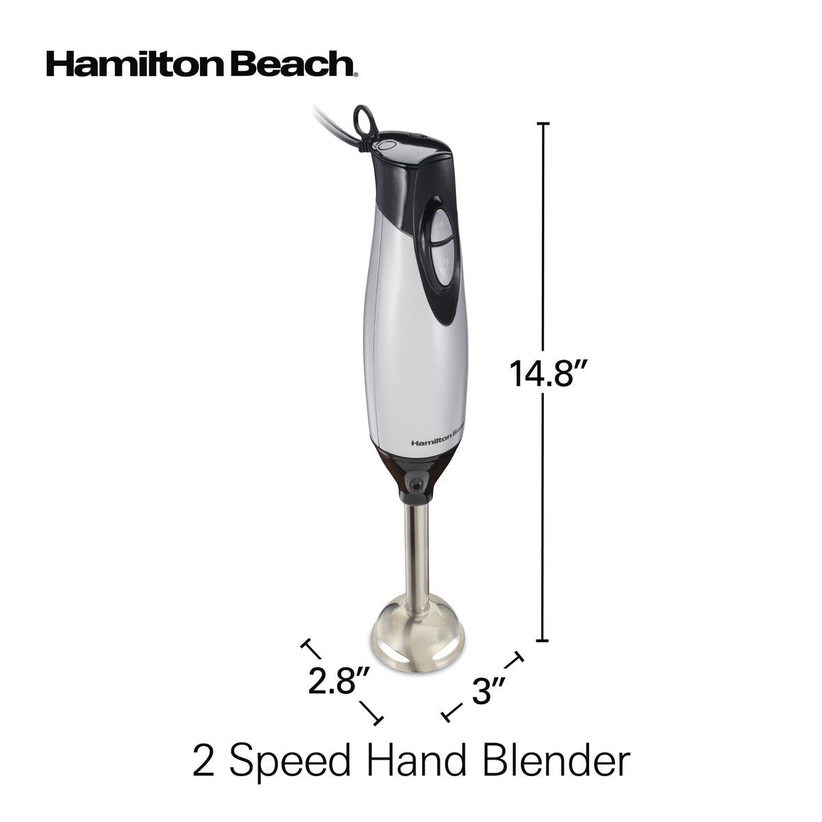 Ergonomic Hamilton Beach hand grip for comfortable blending