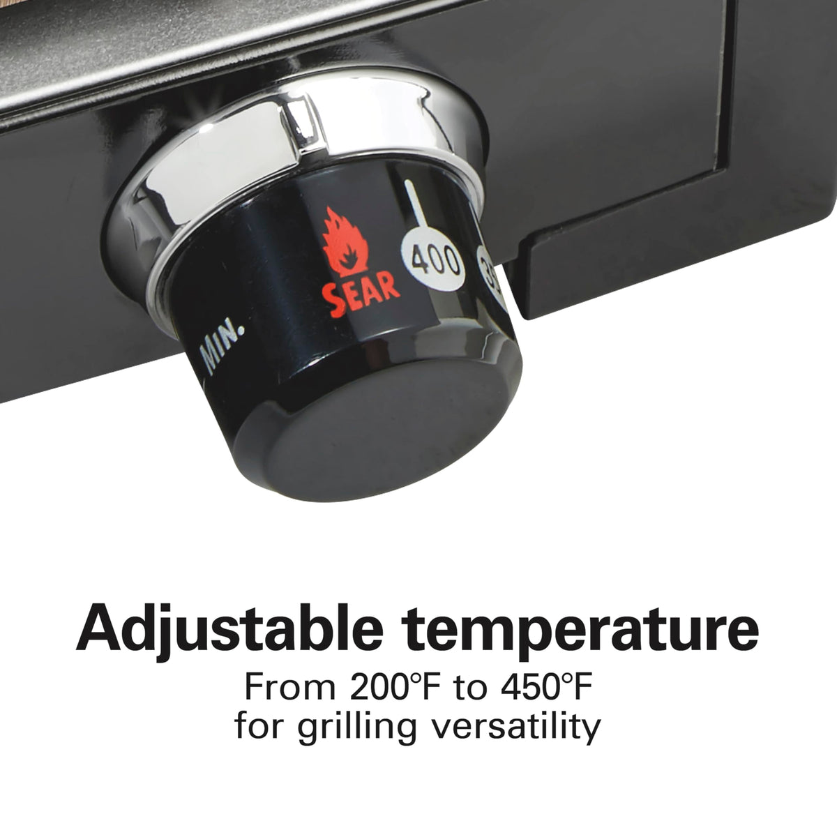 Hamilton Beach extra-large drip tray catches juices for mess-free grilling.