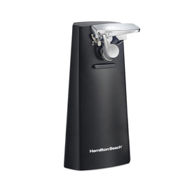 Hamilton Beach extra-tall can opener with detachable cutting lever for easy cleaning.