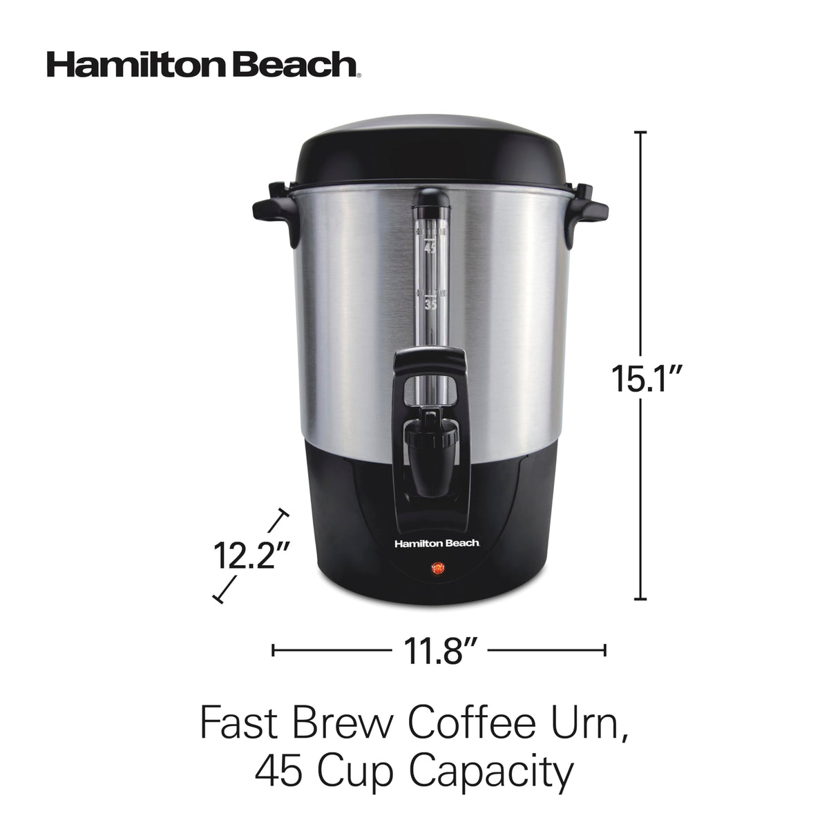Hamilton Beach urn with quick pour for fast refills.