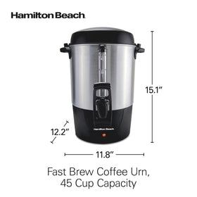Hamilton Beach urn with quick pour for fast refills.