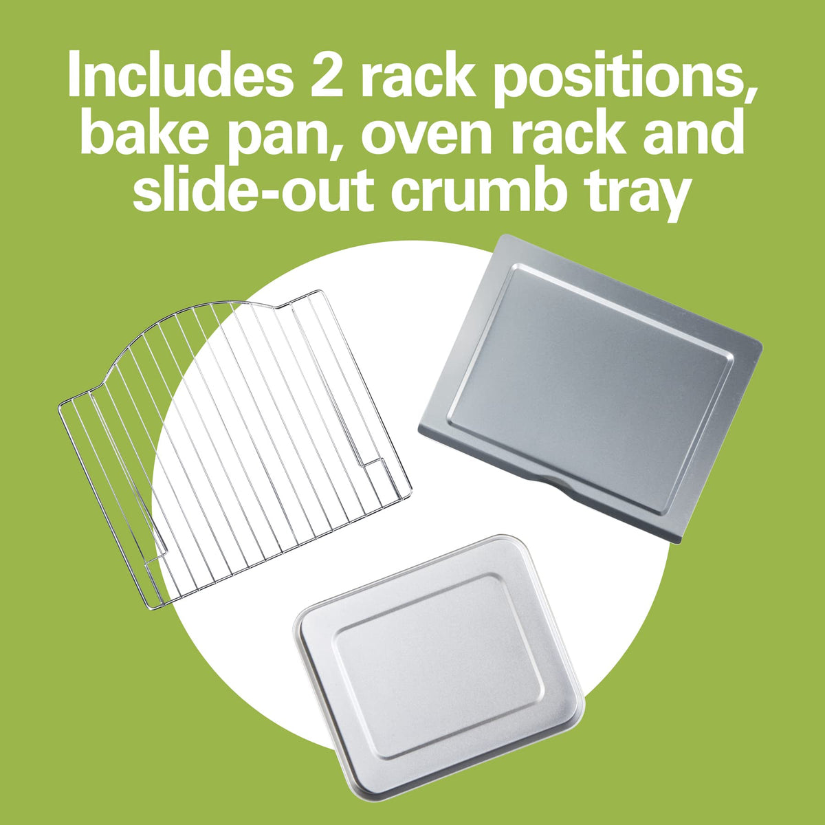 Hamilton Beach fits a 9x11 bake pan for versatile cooking.