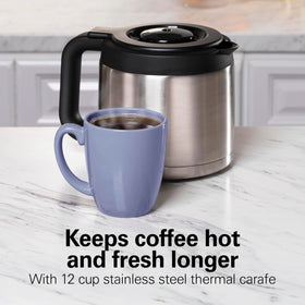 Hamilton Beach FlexBrew Advanced Auto Brew provides wake-up convenience for single or full carafes.
