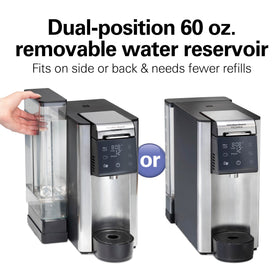 Hamilton Beach FlexBrew Advanced thermal carafe keeps coffee hot without a hot plate.