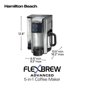 Hamilton Beach FlexBrew Advanced travel mug height accommodates tall cups on the go.