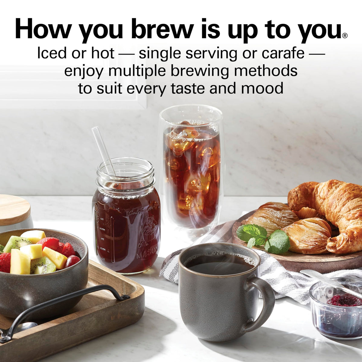 Hamilton Beach FlexBrew Advanced water reservoir positioned for flexible placement