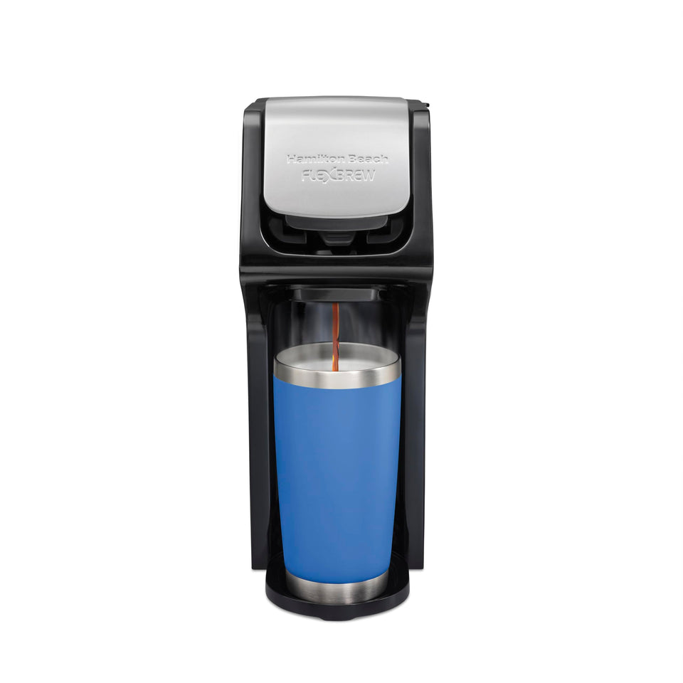 Hamilton Beach FlexBrew front view highlighting compact footprint for small spaces