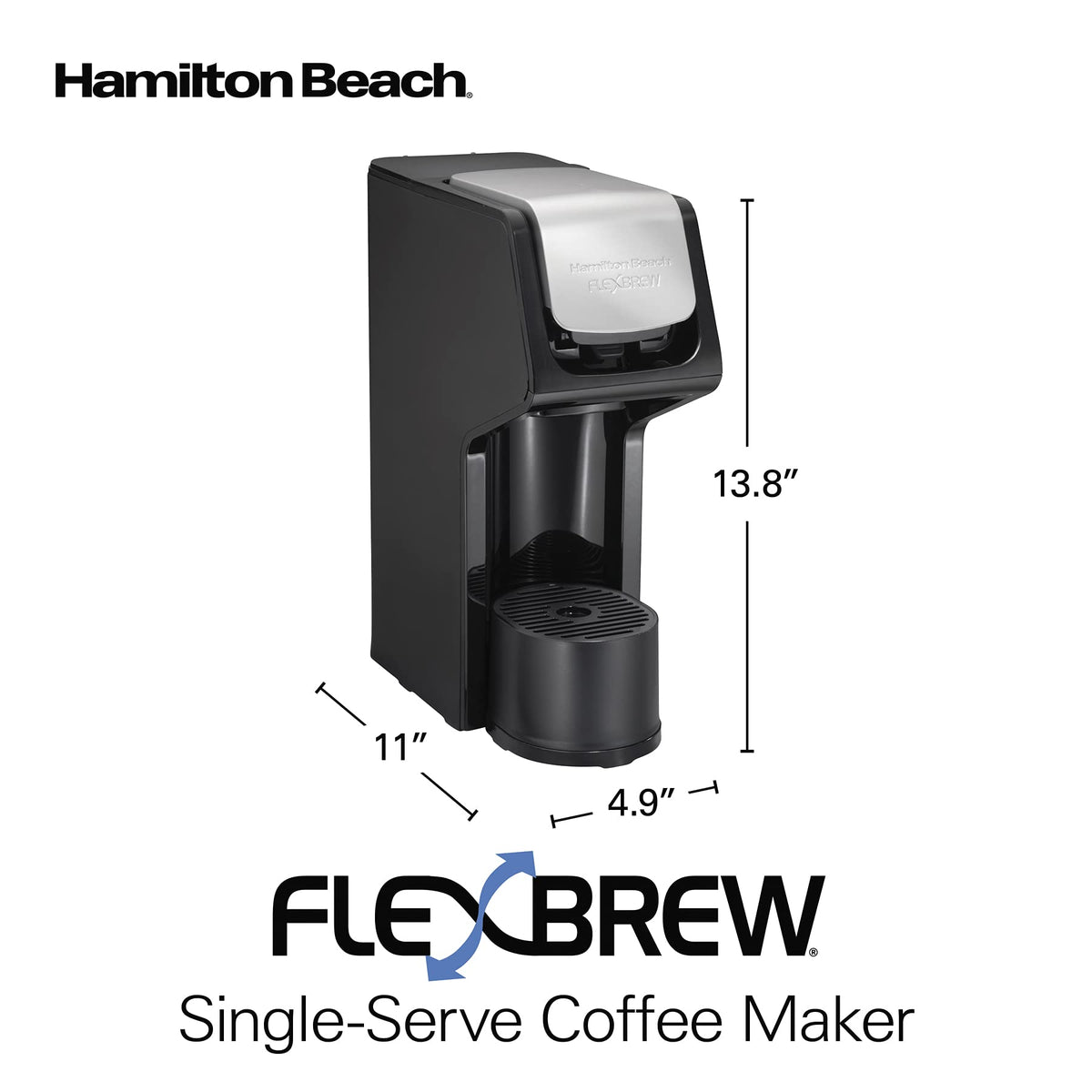Hamilton Beach FlexBrew removable cup rest accommodates standard cups