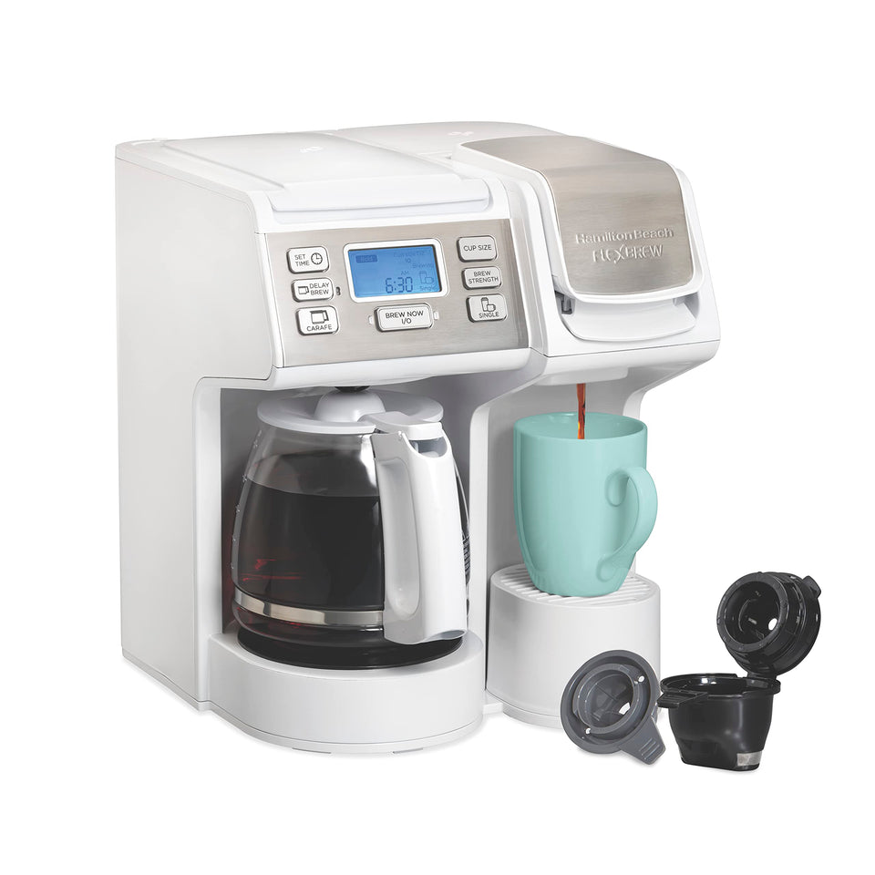 Hamilton Beach FlexBrew Trio demonstrates three brewing options for home or office use.