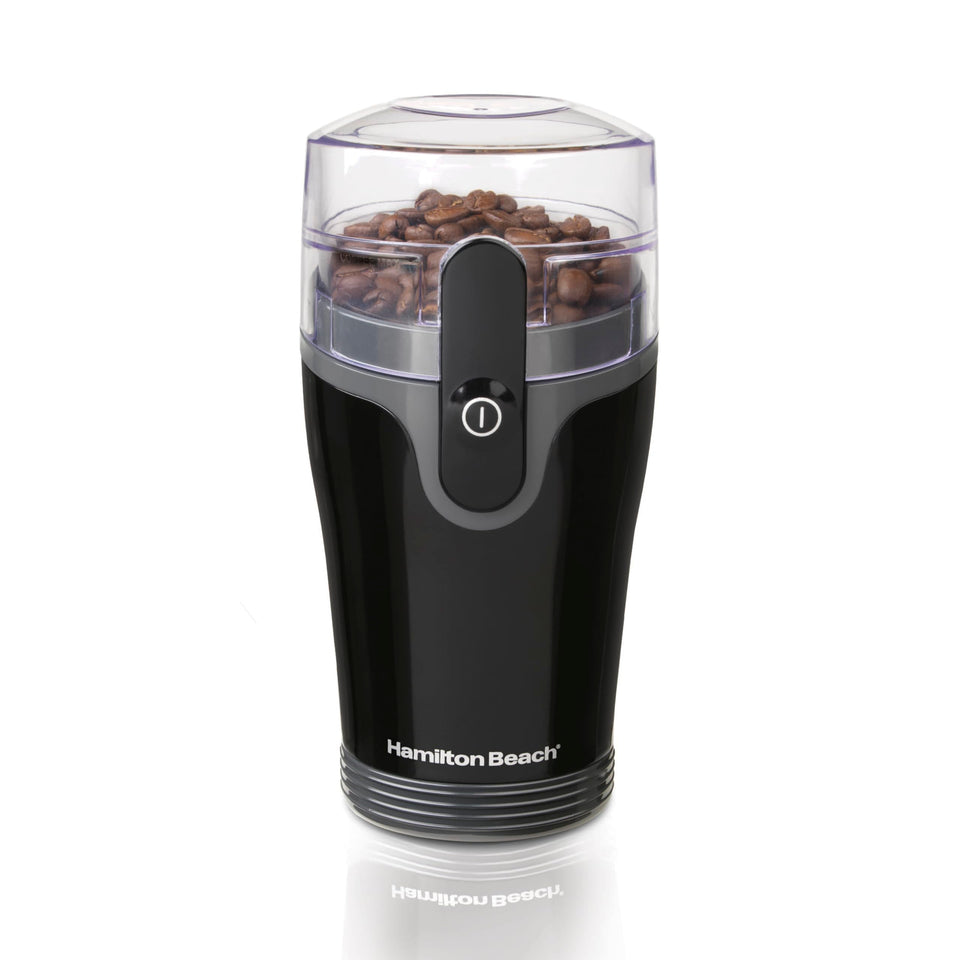 Hamilton Beach Fresh Grind on countertop, compact design for convenient coffee, herbs, and spice grinding.
