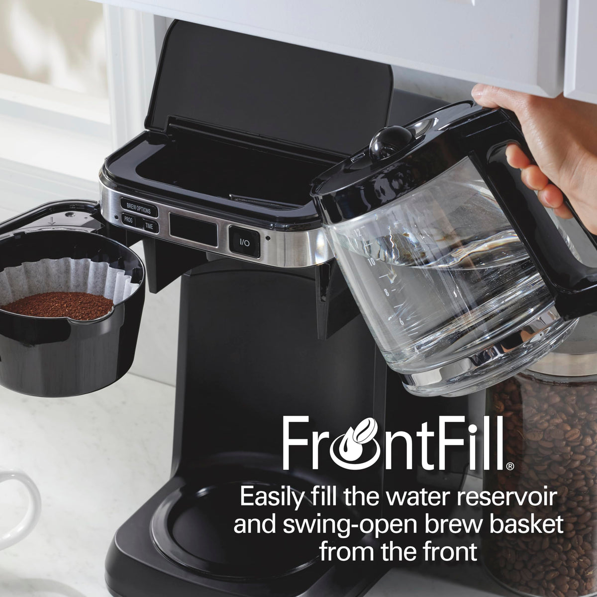Hamilton Beach FrontFill reservoir view, front-access design simplifies refilling without moving the unit.