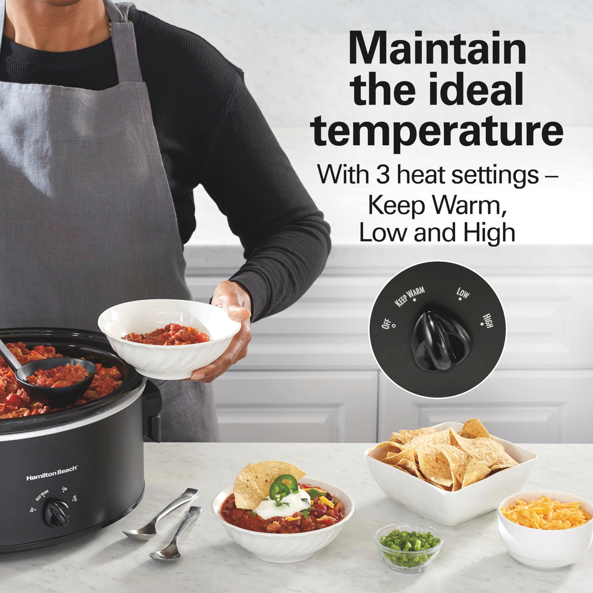 Hamilton Beach glass lid provides clear viewing while cooking