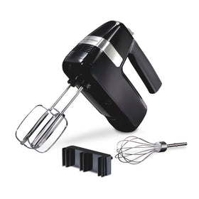 Hamilton Beach hand mixer with six speeds for versatile batter mixing.
