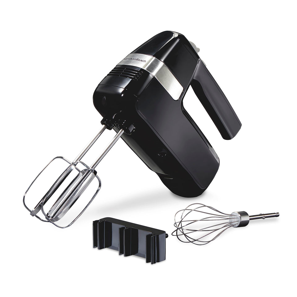 Hamilton Beach hand mixer with six speeds for versatile batter mixing.