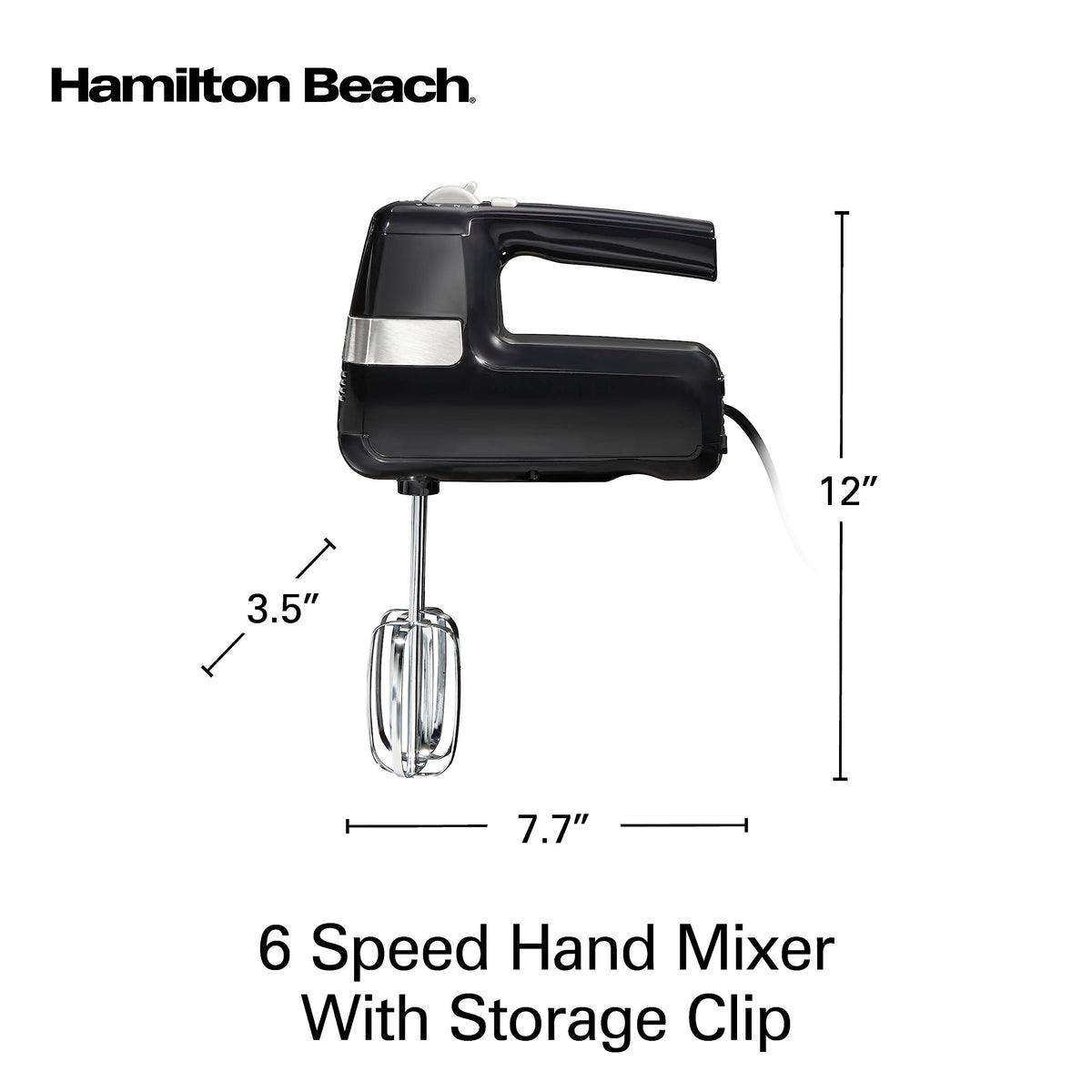Hamilton Beach hand mixer in use for whipping cream and dough.