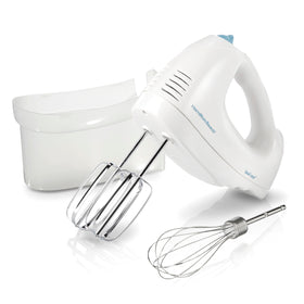 Hamilton Beach hand mixer with whole unit on countertop for easy baking prep