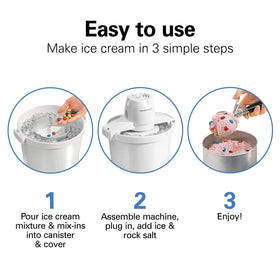 Hamilton Beach ice cream with toppings and mix-ins for customizable flavors.