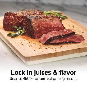 Hamilton Beach indoor grill offers 118 sq in surface suitable for six servings.
