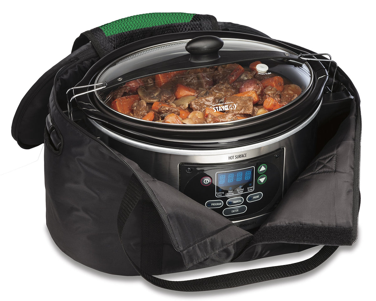 Hamilton Beach internal mesh net secures the cooker for mess-free travel