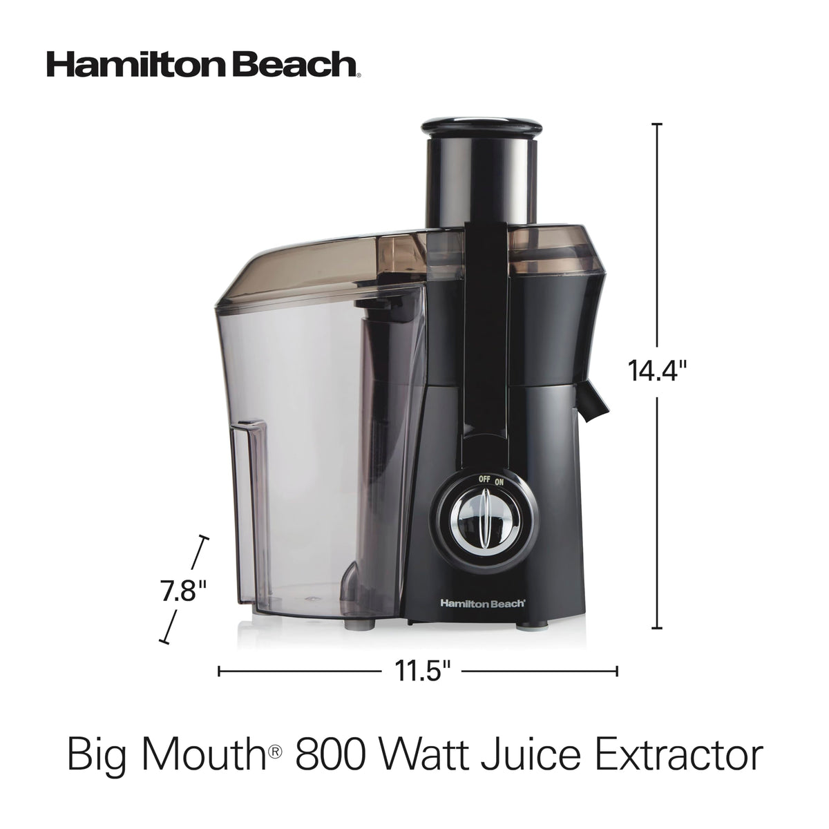 Hamilton Beach juicer with a 3-year warranty signals durable construction.