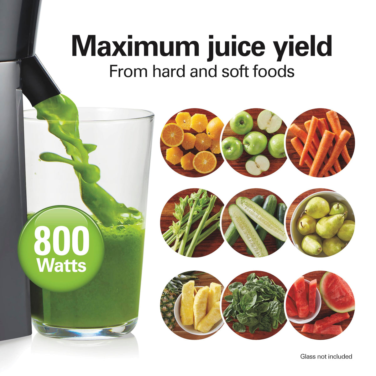 Hamilton Beach juicer food pusher guides produce into the grinder safely.